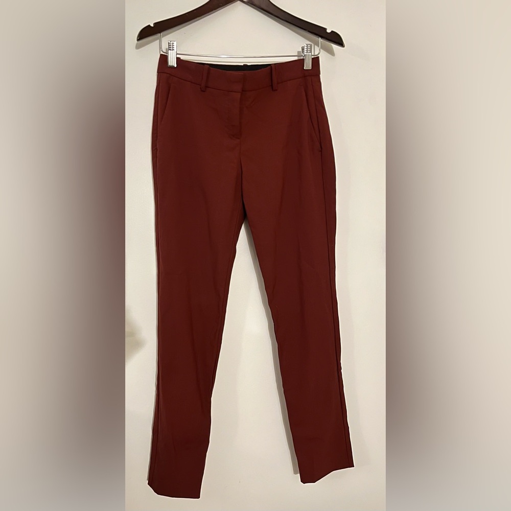 THEORY Women's Testra 2B Wool Blend Stretchy Dress Pants in Wine/Red, Size 0